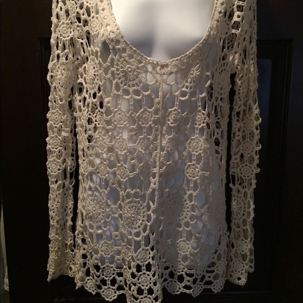 No tag .. Heavy Crocheted top one size fits all.