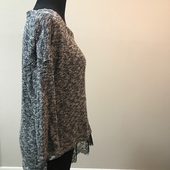 ATTENTION Black with White lace Knit Sweater SZ M - Picture 4 of 7