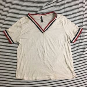 Red white blue band detail t shirt