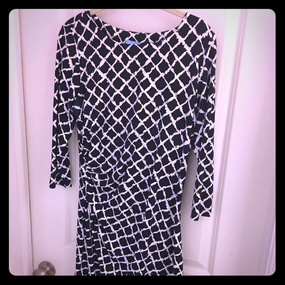 J. McLaughlin sage navy bamboo print faux wrap