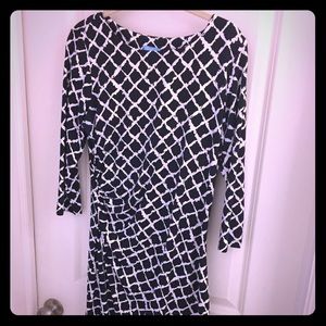 J. McLaughlin sage navy bamboo print faux wrap