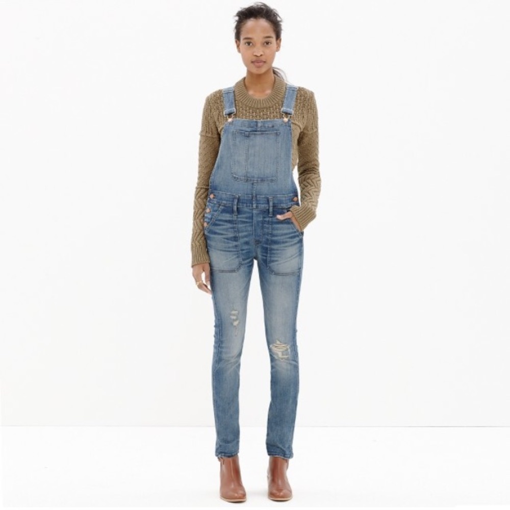 Madewell Distressed Skinny Overalls