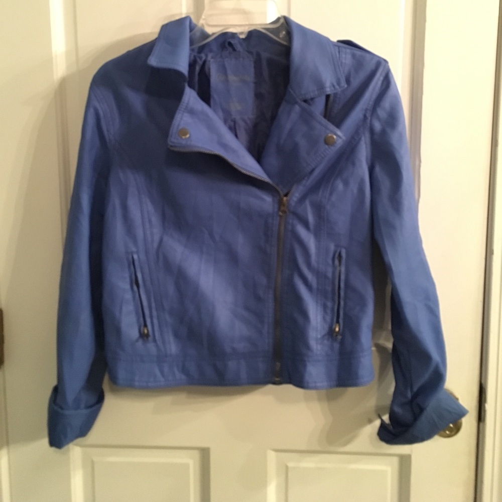Blue leather jacket