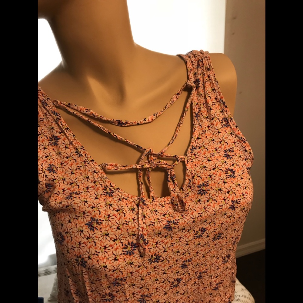 Big Discount!! Mine” Tank Top with Pink Flowers