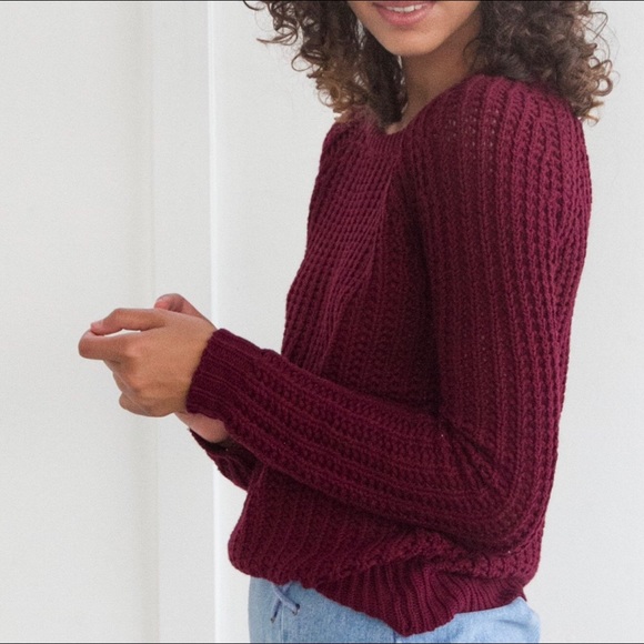 LAST 1 (XS) COMPTON Loose Knit Sweater Wine - Picture 2 of 5