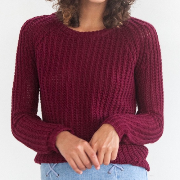 LAST 1 (XS) COMPTON Loose Knit Sweater Wine - Picture 3 of 5