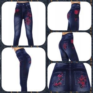 Floral Denim/Jean Leggings