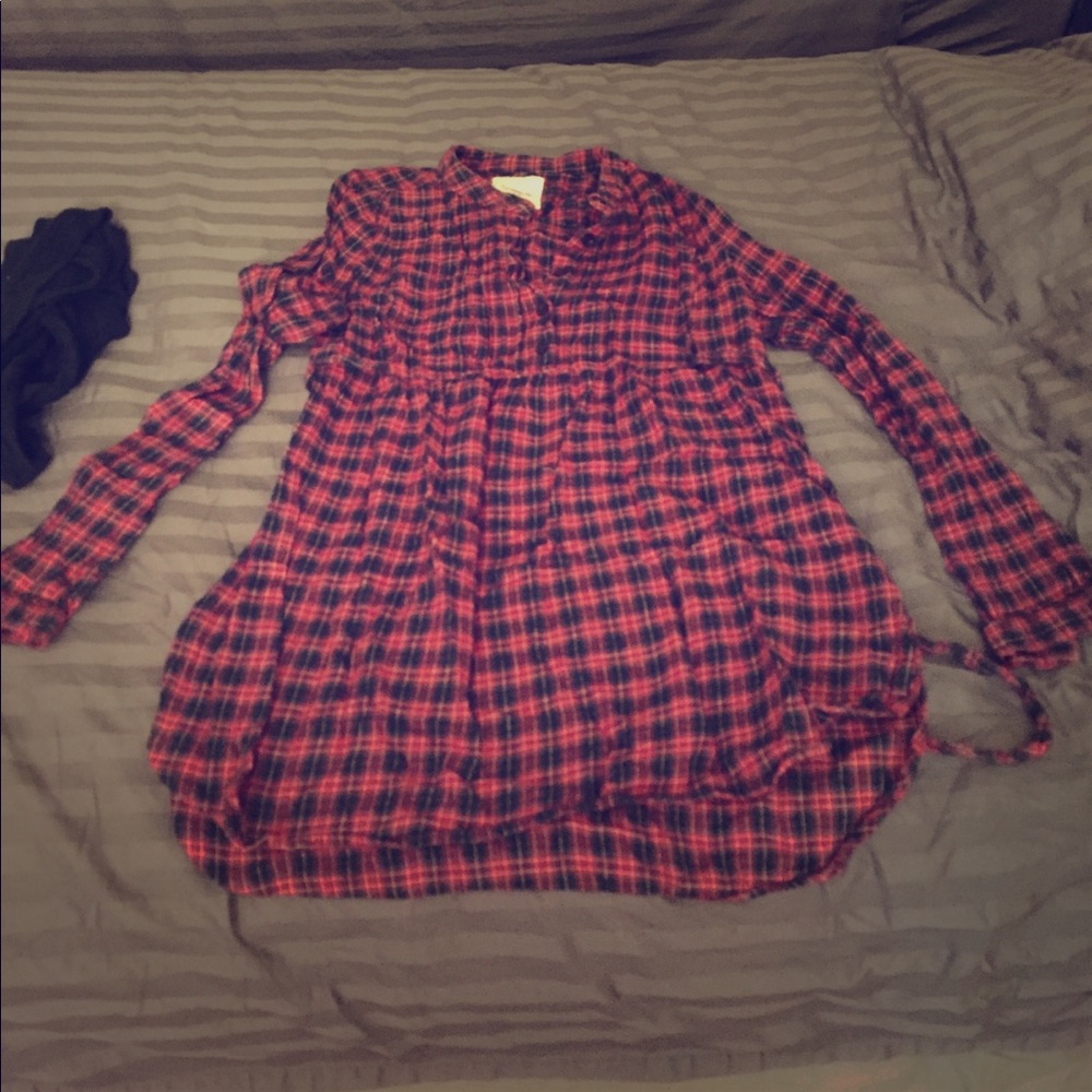 Plaid flowy shirt