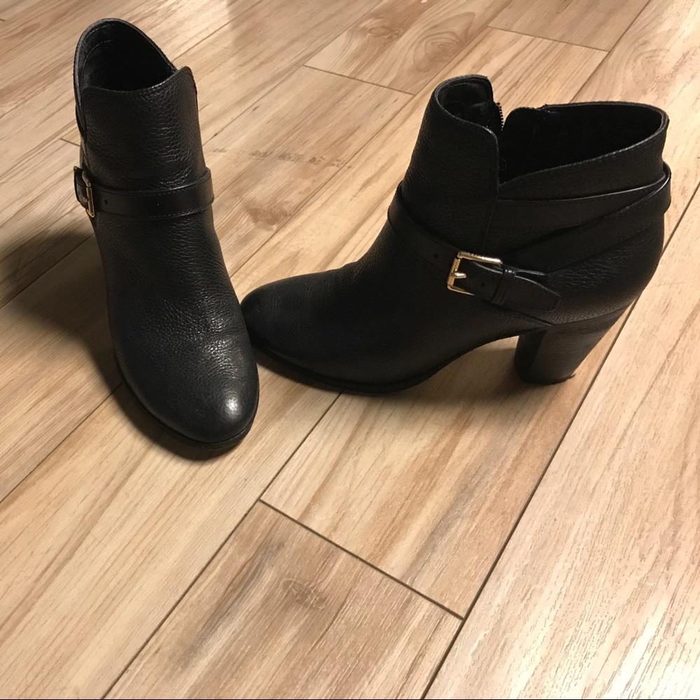 Cole Haan black booties with gold hardware