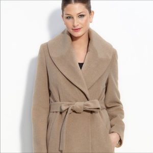 Calvin Klein Wool Belted Wrap Trench Coat (brown)