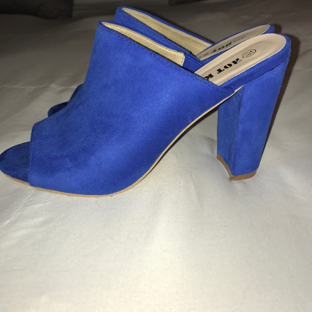 Royal blue high heel mules