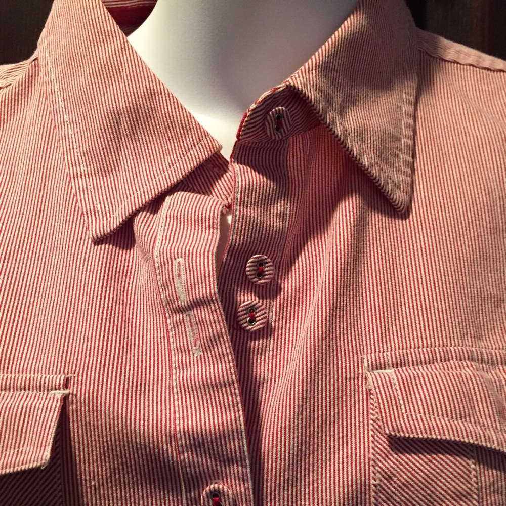 Christopher & Banks Red Stripe shirt 3/4 sleeve XL
