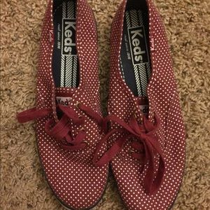 Red polka dot keds
