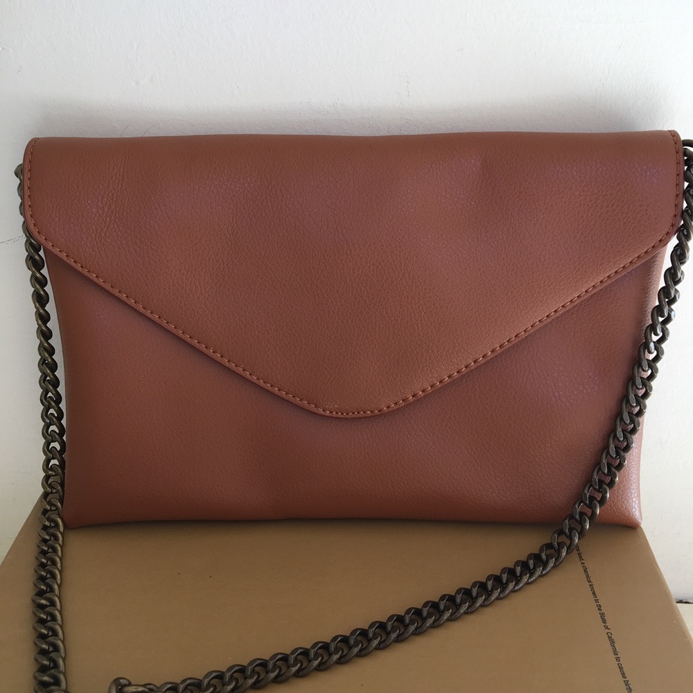 J. Crew Leather Envelope Clutch with Chain Strap