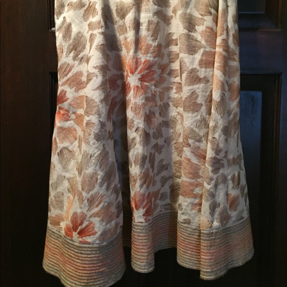 Coldwater Creek Tan Embroidered Skirt  Size 12P