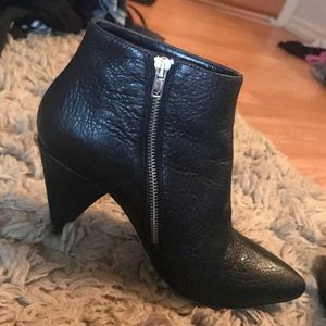 Loeffler Randall Black Pebbled Leather Booties
