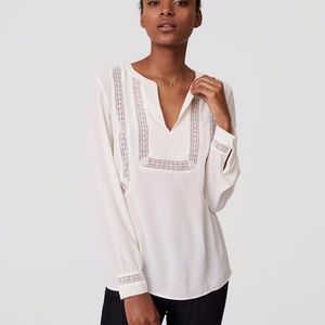 LOFT Lacy Split Neck Blouse