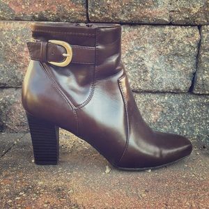 Sleek Dark Brown Faux Leather Booties