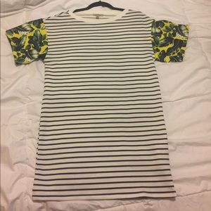 Zara striped tropical sleeves mini dress sz S