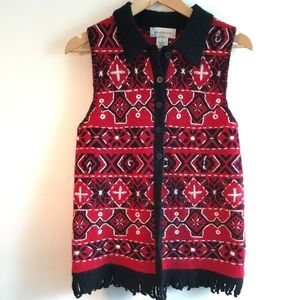 Vintage Wool Nordic Vest w/ Fringe