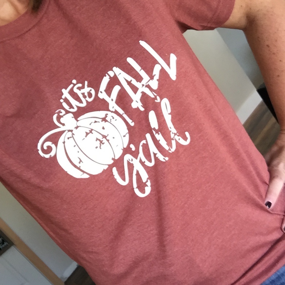 New made to order Fall tee shirt. Vintage orange