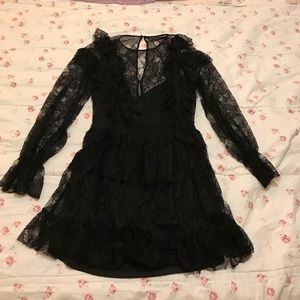 Zara black long sleeve lace dress