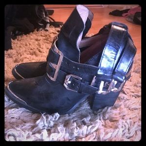 Jefferey Campbell Black booties w/silver hardware