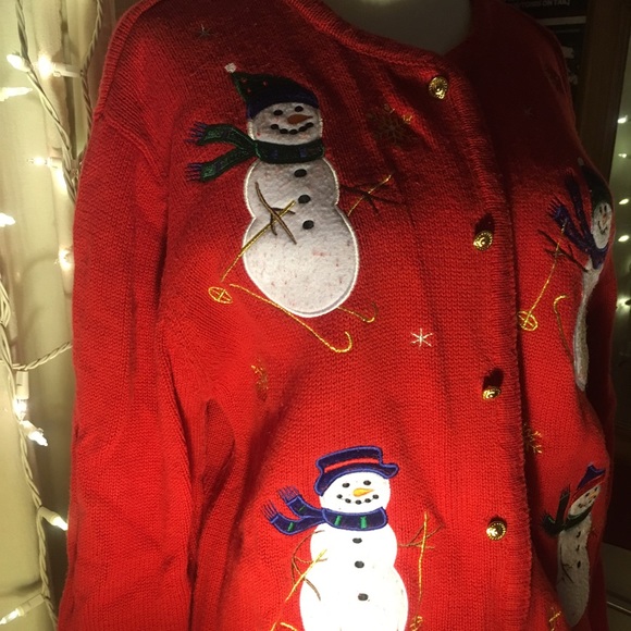 Crystal Cole Christmas Snowman Buttondown caridgan - Picture 4 of 5
