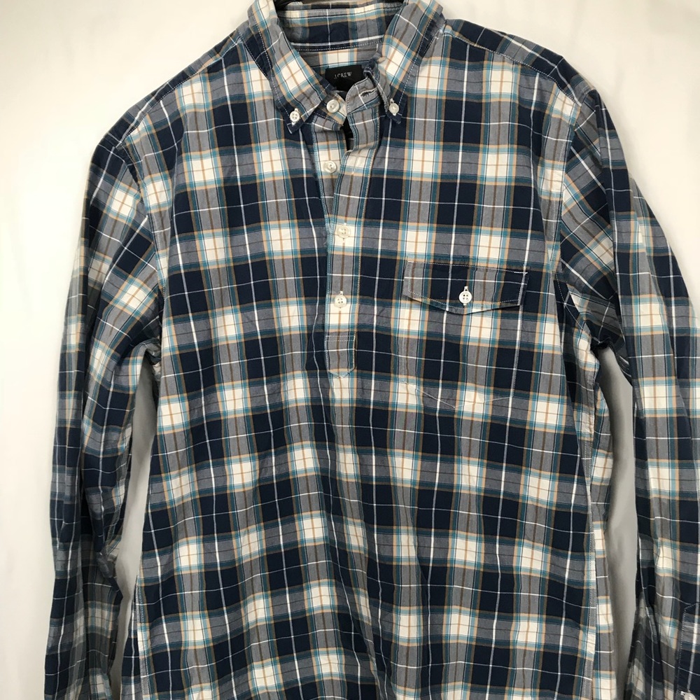 J CREW Men's Large Pullover Plaid Flannel Shirt
