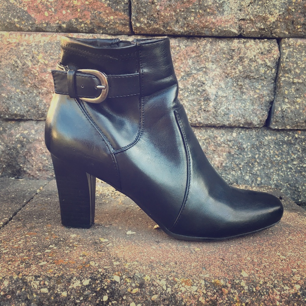 Sleek Black Faux Leather Booties