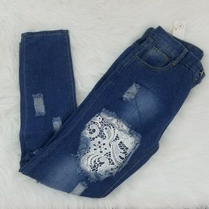 Ripped Lace Skinny Jeans 28" waist
