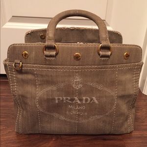 Distressed Prada Canvas Crossbody Bag