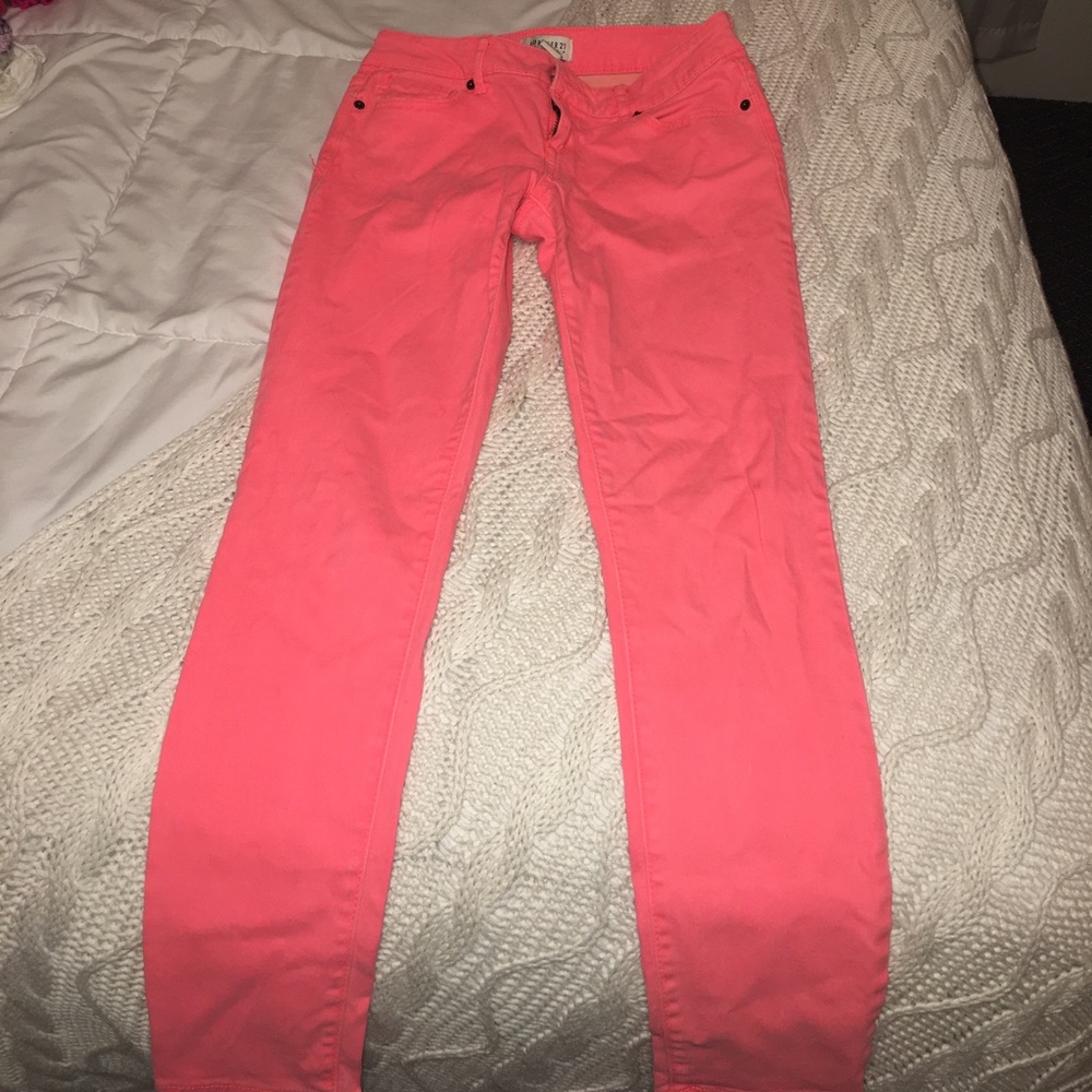 Pink denim skinny jeans