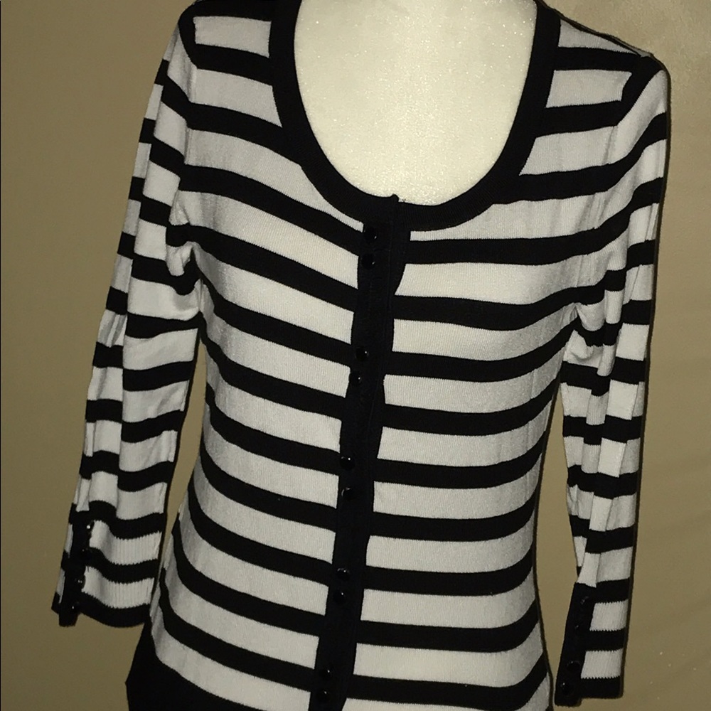 WHBM B&W Striped Cardigan NWT 🖤❤️