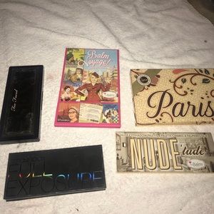 5 gently used eyeshadow palettes TooFaced, theBalm