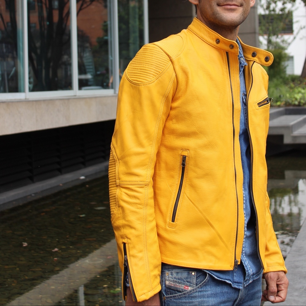 BUNGALOW Leather Jacket Yellow Brand New with TAGS
