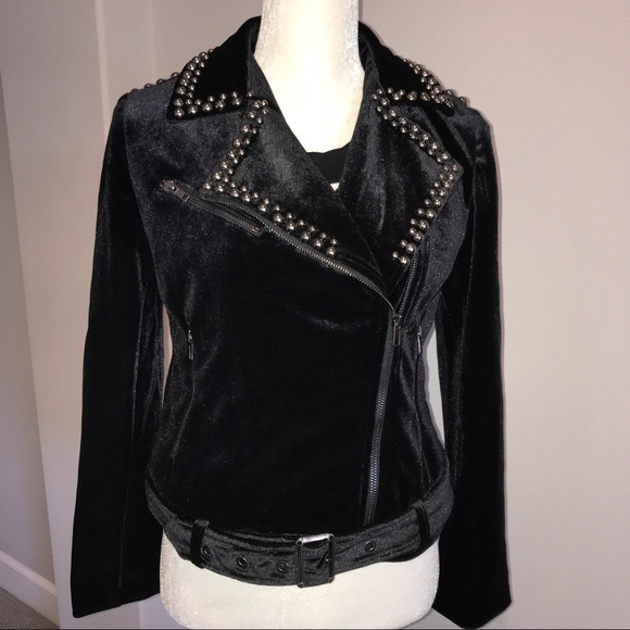 Midnight Black Velvet Moto Jacket - Picture 6 of 8