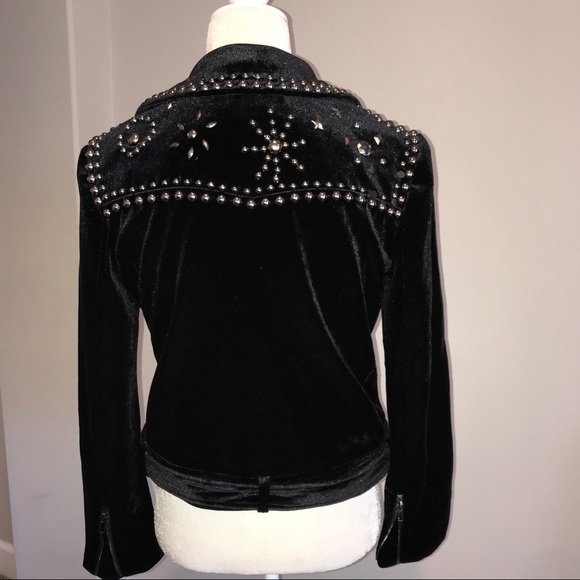 Midnight Black Velvet Moto Jacket - Picture 7 of 8