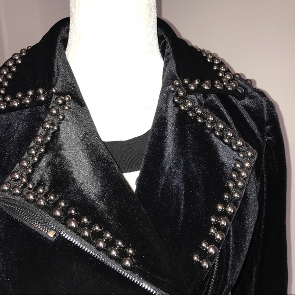 Midnight Black Velvet Moto Jacket - Picture 8 of 8