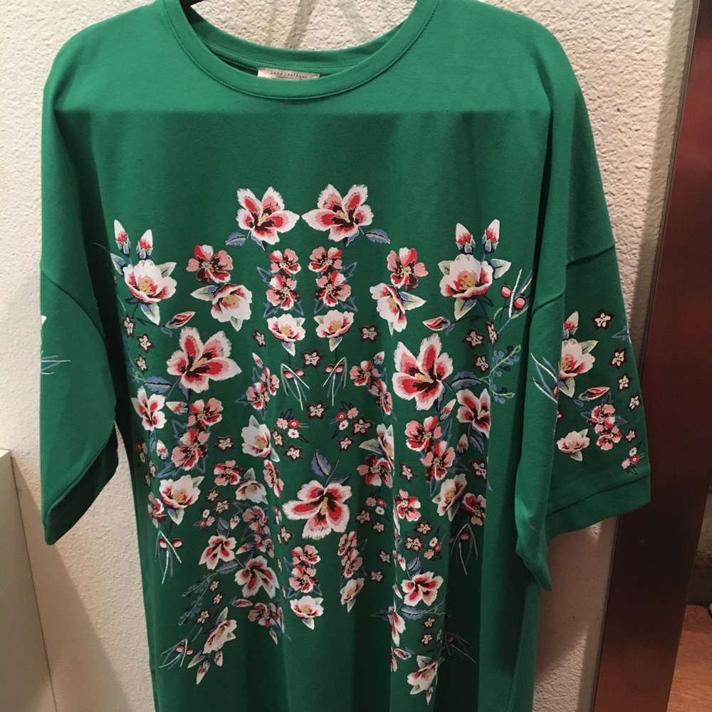 Zara green dress with floral print - Picture 5 of 7