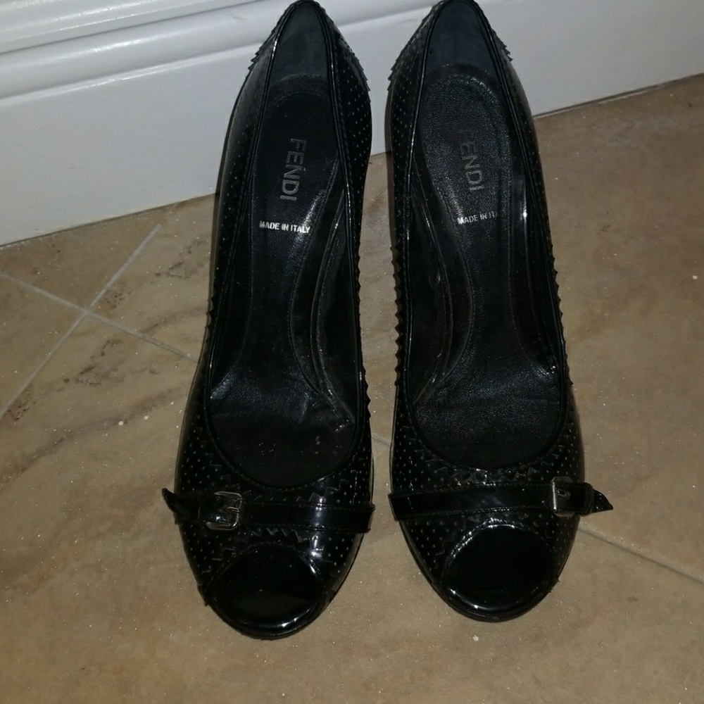 Fendi Black Open Toe Shoes