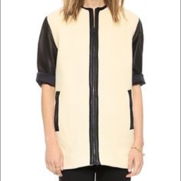 Lambskin leather contrast jacket - Picture 4 of 9