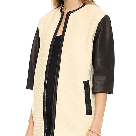 Lambskin leather contrast jacket - Picture 6 of 9