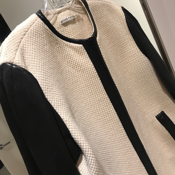 Lambskin leather contrast jacket - Picture 8 of 9