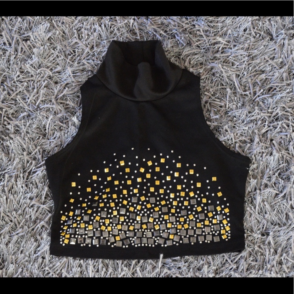 Black Studded Crop Top