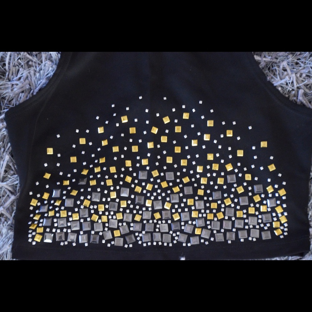 Black Studded Crop Top - Picture 3 of 3