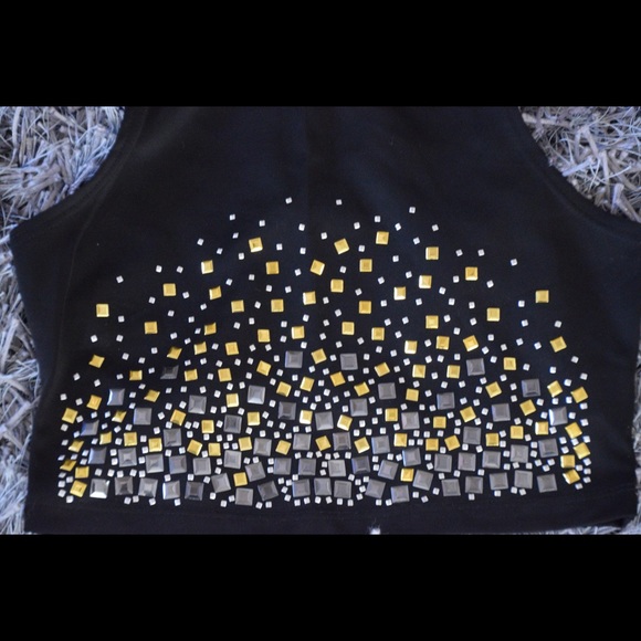 Black Studded Crop Top - Picture 3 of 3