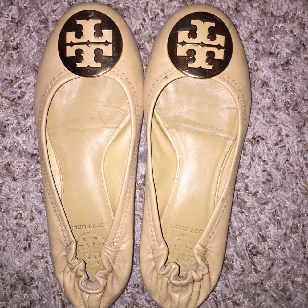 Tory Burch Nude Leather Flats