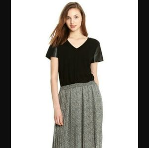 Joe Fresh Faux leather sleeve t-shirt