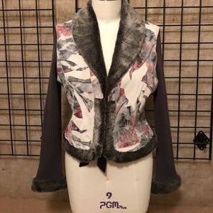 Beautiful Printed Leather Sweater Jacket